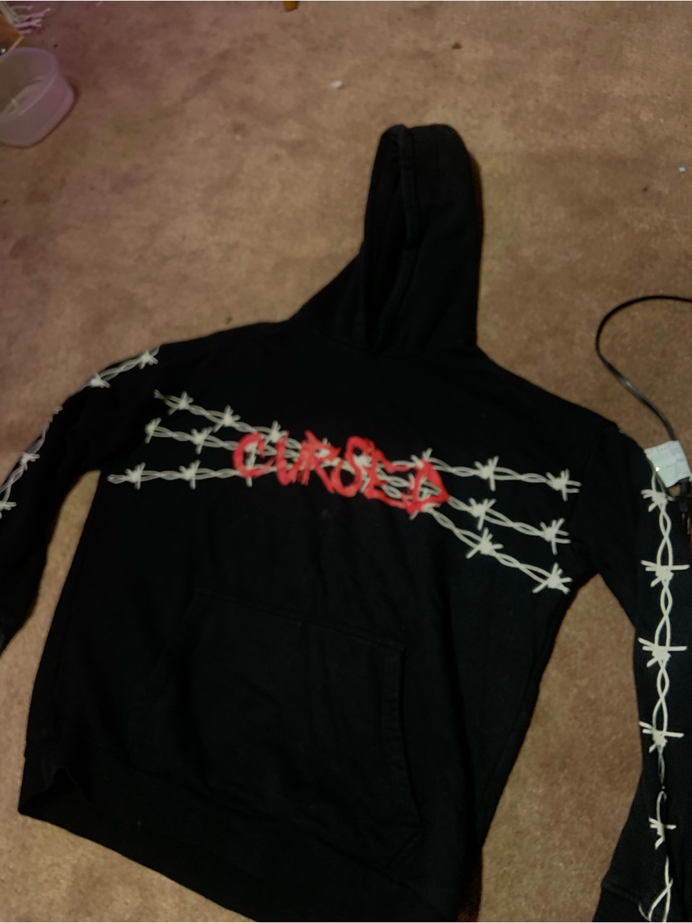 Fashion Nova Men Black Hoodie with CURSED text